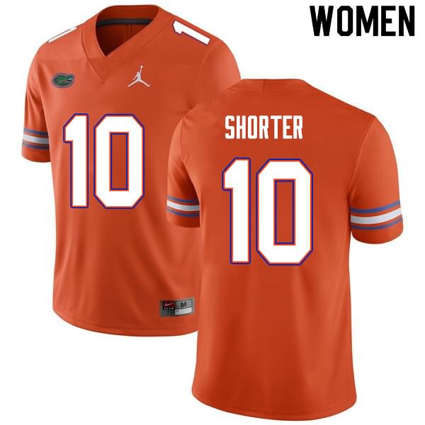 Women's NCAA Florida Gators Justin Shorter #10 Stitched Authentic Nike Orange College Football Jersey POC1265XC